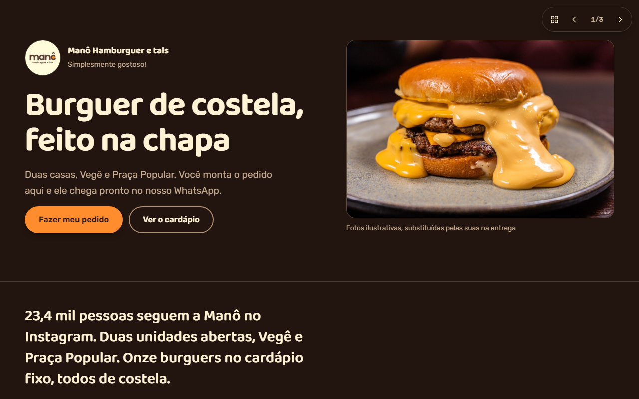 Primeira tela da proposta 1, Balcão à noite