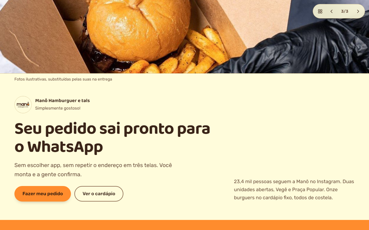 Primeira tela da proposta 3, Pedido em um clique